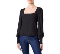 VERO MODA Vmbelita LS Square Neck Short Top Jrs Camiseta de Manga Larga, Negro, S para Mujer