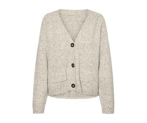 Vero Moda Vmboom LS Ga Noos - Suéter Tipo cárdigan con Cuello en V y Botones para Mujer, Abedul. Detalles: Melange, M