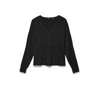 Vero Moda Vmbreeze LS V-Neck Jersey de Punto Ga Boo, Negro/Detalle: W. Contrast de Abedul, S