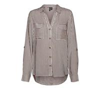 VERO MODA Vmbumpy L S Camiseta New Wvn Ga Noos Blusa de Manga Larga, Fired Brick/Stripes:Snow White, M Mujeres