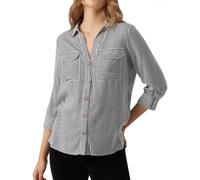 Vero Moda Vmbumpy L/S Shirt New Noos, Blusas Mujer, Snow White/Stripes: India Ink, M