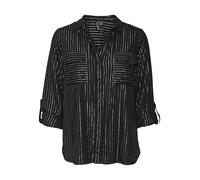 VERO MODA VMBUMPY LS Camiseta Lurex WVN GA Noos, Negro/Rayas: Plateado lúrex, XL