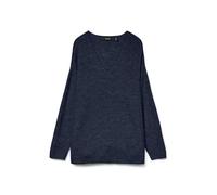 Vero Moda VMCREWLEFILE LS V-Neck Blouse Noos Camiseta sin Mangas, Detalles: Azul Marino Blazer, L para Mujer
