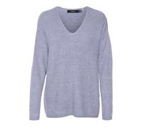 Vero Moda Vmcrewlefile Ls V-neck Blouse Noos Suéter, Cosmic Sky/Detail:melange, S Mujer