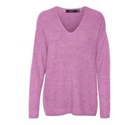 Vero Moda Vmcrewlefile Ls V-neck Blouse Noos Suéter, Fucsia Rosa/Detalle: Melange, S Mujer