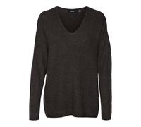 Vero Moda Vmcrewlefile Ls V-neck Blouse Noos Suéter, Pastel de Chocolate/Detalle: Mezcla, XS Mujer
