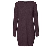 Vero Moda VMDOFFY - Vestido de Punto Mini Jaspeado Manga Larga Cuello Redondo Corte Regular Vestido Corto básico Largo hasta el Muslo, Winetasting/Detail:w. Black Melange, L