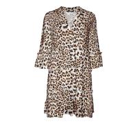 VERO MODA Vmeasy Joy Wvn Ga-Vestido Corto 3/4 Verano, Tan/AOP: Leo, M para Mujer