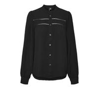 VERO MODA Vmemma LS Lace Camiseta Wvn Ga Noos Blusa de Manga Larga, Negro, M Mujeres