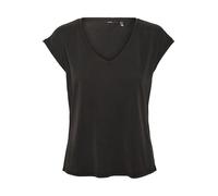 Vero Moda Camiseta para mujer Vmfilli SS Tee Ga Noos Escote en V Negro M