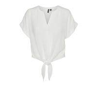 VERO MODA Vmgabbi SS Tie WVN Ga Top para Mujer, Blanco Nieve., XS