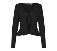 VERO MODA Vmglory LS Tie Peplum Cardigan Ga Boo Suéter, Negro, S para Mujer