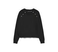 VERO MODA Vmhappy LS O-Neck Button Jersey Boo, Negro, XL
