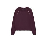 VERO MODA Vmhappy LS O-Neck Button Pullover Boo Jersey, Winetasting, M para Mujer
