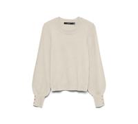 VERO MODA Vmhappy LS O-nk Button Cuff Pullover Boo Jersey, Abedul, M para Mujer