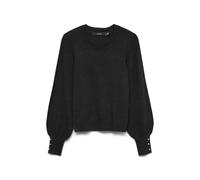 VERO MODA Vmhappy LS O-nk Button Cuff Pullover Boo Jersey, Negro, L para Mujer