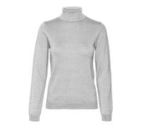VERO MODA Vmhappyshine LS-Jersey de Cuello Alto Punto, Gris Claro Jaspeado/Detalle: w Silver Lurex, XL para Mujer
