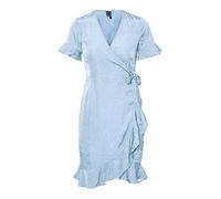 Vero Moda Vmhenna 2/4 Wrap Frill Dress Noos Vestido, Azul (Bleu Clair), S para Mujer