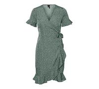 Vero Moda Vmhenna 2/4 Wrap Frill Dress Noos Vestido, Verde (Laurel Wreath), XS para Mujer