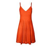 Vero Moda Vmhoney Vestido de Encaje Plisado Wvn, Escarlata Ibis, S para Mujer