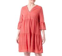 VERO MODA Vmhoney Wvn-Túnica de Encaje con Cuello en V, 3/4 Vestido Midi, Naranja Tostado, L para Mujer