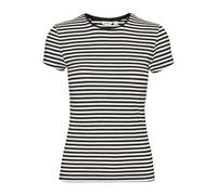 VERO MODA Vmines Fiona SS O-Neck Top VMA Noos Camiseta, Negro/Rayas: Blanco, XS para Mujer