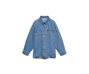 VERO MODA Vmjane LS - Camiseta Vaquera de Gran tamaño, Medio De Mezclilla Azul, S