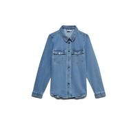 VERO MODA Vmjennie LS Denim Shirt Mix Noos Camisa Vaquera, Azul Medio (Mezclilla Azul Medio), XL para Mujer