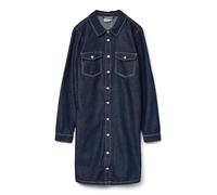 VERO MODA Vmjennie LS Pantalones Cortos Denim Dress Ga Noos, Dark Azul Denim, M