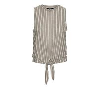 VERO MODA Vmlana SL Crop JRS Ga Top para Mujer, Moon Rock/Stripes:Snow White, L