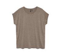 VERO MODA Vmlava Glitter SS Top Stripe Ga Jrs Noos, fósil, S Mujeres