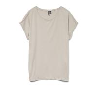 VERO MODA VMLAVA Plain SS Top Stripe GA, Oatmeal/Stripes:Gold Lurex, S