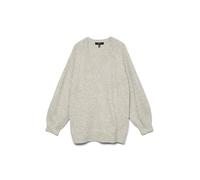 VERO MODA Vmleaf LS Long V-Neck Jersey Ent Punto, Gris Claro, M para Mujer