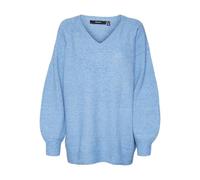 VERO MODA Vmleaf LS Long V-Neck Jersey Ent Punto, Blue Jasper/Detail:w. Melange, S para Mujer