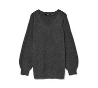 VERO MODA Vmleaf LS Noos - Jersey Largo con Cuello en V, Gris Oscuro, XS