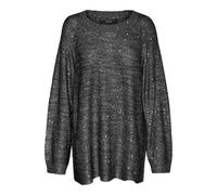 VERO MODA VMLEILANI New LS O-Neck - Jersey Largo con Cuello Redondo, Negro/Detalles: Lentejuelas Plateadas, XL