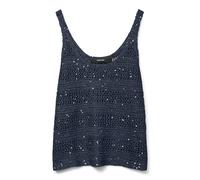 VERO MODA Vmleilani Stribe SL - Camiseta con Cuello en U para Mujer, Azul Marino, S