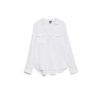 VERO MODA Vmlinn Linen Bumpy LS Camiseta Wvn Noos Blusa de Manga Larga, Blanco, L para Mujer