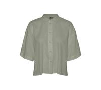 VERO MODA Vmlinn Linen Wvn Noos-Camiseta Corta 2/4 Blusas, Césped Marina, L para Mujer