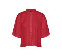 VERO MODA Vmlinn Linen Wvn Noos-Camiseta Corta 2/4 Blusas, Tomato, L para Mujer