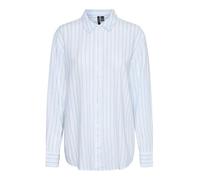 VERO MODA Vmlinn LS Shirt Wvn Noos Camiseta de Manga Larga, Blanco/Rayas: Olga Airy Blue, M Mujeres