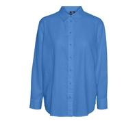 VERO MODA Vmlinn LS Shirt Wvn Noos Camiseta de Manga Larga, Marina/Detail:Melange, S Mujeres