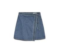 VERO MODA Vmliza Mr Short Denim Wrap Skirt Ga Noos, Medio De Mezclilla Azul, M Mujeres