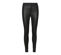Vero Moda VMLOA HR Skinny S Coated Pant GA Noos Pantalones, Negro, XS para Mujer