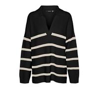 VERO MODA Vmluna LS V-Neck Long Jersey Ga Boo Punto, Negro, L para Mujer