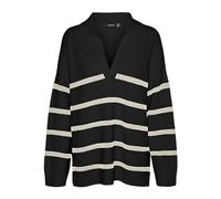 VERO MODA Vmluna LS V-Neck Long Pullover Ga Boo Jersey de Punto, Negro, XS para Mujer