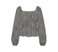 VERO MODA Vmmacha L/S Short Smock Top Wvn Ga Blusa de Manga Larga, Negro/AOP: Ana, S Mujeres