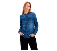 VERO MODA VMMARIA LS - Camiseta Ajustada para Mujer New Noos Blusa, Azul Vaquero, Talla XL, Medio De Mezclilla Azul, XL