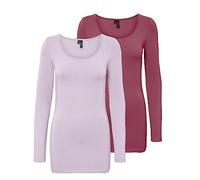 VERO MODA Vmmaxi My LS Soft Long U-Cuello Ga 2 Paquetes Manga Larga Mujer (Pack de 2)
