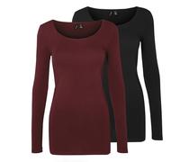 VERO MODA Vmmaxi My LS Soft Long U-Cuello Ga 2 Paquetes Manga Larga Mujer (Pack de 2)